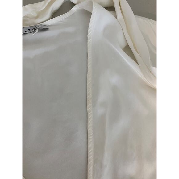 Atoir White Silk Ties & Lies V-neck Architectural Slit Sleeve Blouse Top US 8 - Picture 8 of 8